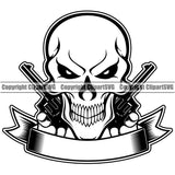 USA Flag Gun Weapon Rights United States America Skull Skeleton Skull Skeleton Banner Ribbon Empty Blank Mascot Design Element 2nd Amendment American Military Army Art Design Logo Clipart SVG