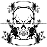 USA Flag Gun Weapon Rights United States Flag Skull Skeleton Banner Ribbon Empty Blank Mascot Design Element America 2nd Amendment American Military Army Art Design Logo Clipart SVG