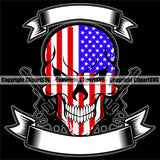 USA Flag Gun Weapon Rights United States America Skull Skeleton Banner Ribbon Empty Blank Angry Face Design Element 2nd Amendment American Military Army Art Design Logo Clipart SVG