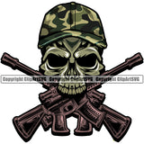 USA Flag Gun Weapon Rights United States America Flag Skeleton Skull Color Head Camo Camouflage Hat Design Element 2nd Amendment American Military Army Art Design Logo Clipart SVG