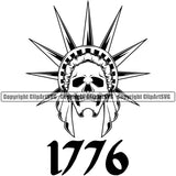 USA Flag Machine Gun Rifle Weapon Rights United States America Skull Statue Of Liberty Head 1779 Quote Text Design Element 2nd Amendment American Military Army Art Design Logo Clipart SVG