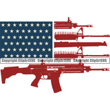 Distressed USA Flag Machine Gun Rifle Stripes Weapon Rights United States America 2nd Amendment Scar Gun  Flag Design Element American Military Army Art Design Logo Clipart SVG