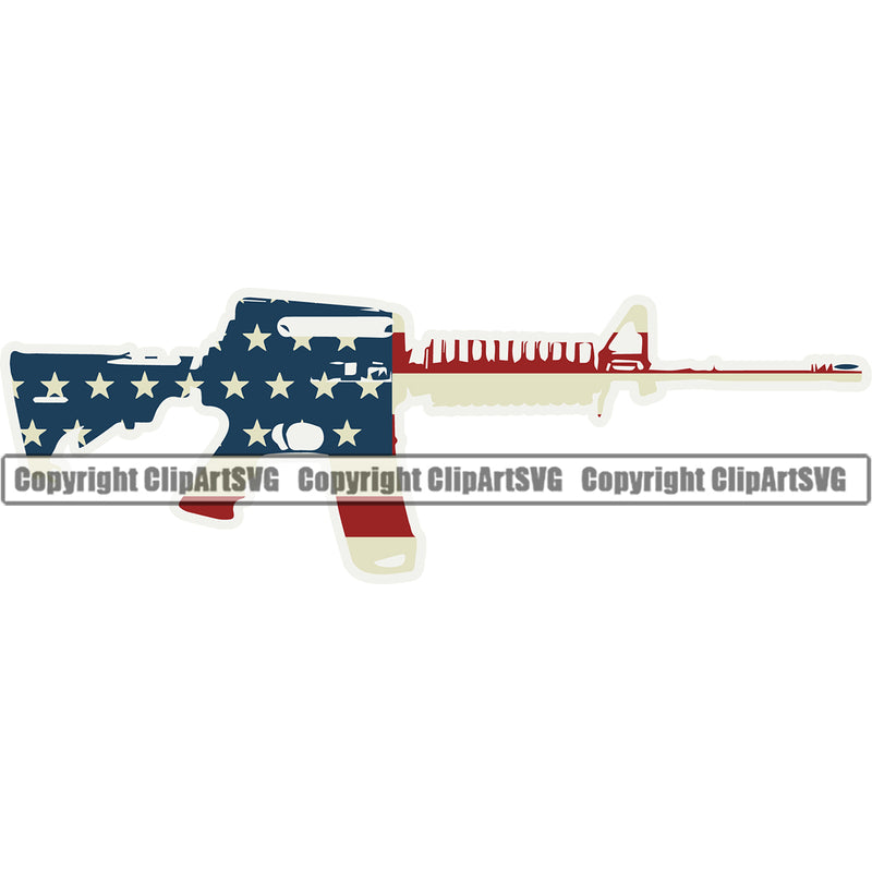 USA Flag Gun Weapon Rights United States America 2nd Amendment Machine Gun Rifle Color Design Element American Military Army Art Design Logo Clipart SVG