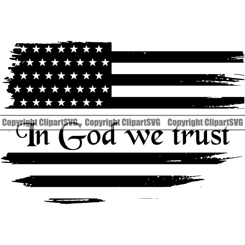USA Flag Gun Weapon Rights United States America 2nd Amendment In God We Trust Quote Text Black Color Design Element American Military Army Art Design Logo Clipart SVG