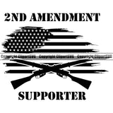 USA Flag Gun Weapon Rights United States America 2nd Amendment Supporter Double Gun Black Color Design Element American Military Army Art Design Logo Clipart SVG