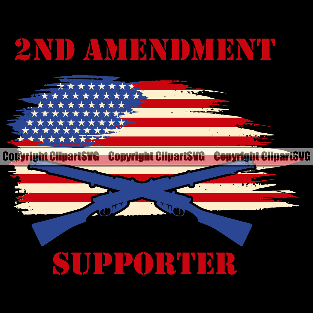 USA Flag Gun Weapon Rights United States America 2nd Amendment Supporter Color Flag Black Color Background Design Element American Military Army Art Design Logo Clipart SVG