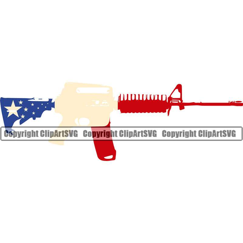 USA Flag Gun Weapon Rights United States America 2nd Amendment Color Machine Gun Rifle Design Element American Military Army Art Design Logo Clipart SVG