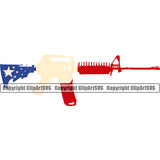 USA Flag Gun Weapon Rights United States America 2nd Amendment Color Machine Gun Rifle Design Element American Military Army Art Design Logo Clipart SVG