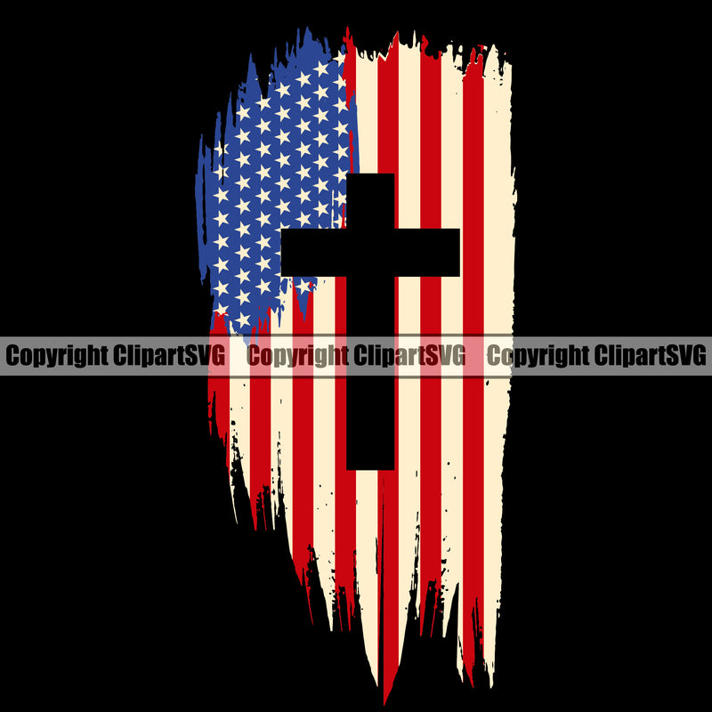 Distressed USA Flag Gun Weapon Rights United States America 2nd Amendment American Color Flag Cross Design Element Black Background Military Army Art Design Logo Clipart SVG