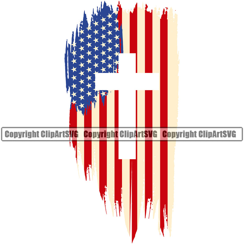 Distressed USA Flag Gun Weapon Rights United States America 2nd Amendment American Color Flag Cross Design Element White Background Military Army Art Design Logo Clipart SVG
