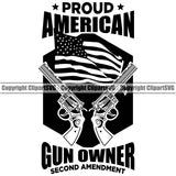 USA Flag Gun Weapon Rights United States America 2nd Proud American Gun Owner Second Amendment Quote Text Black Color Design Element American Military Army Art Design Logo Clipart SVG