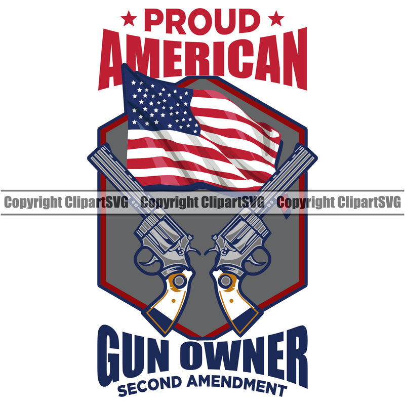 USA Flag Gun Weapon Rights United States America 2nd Proud American Gun Owner Second Amendment Color Quote Text Design Element White Background Design Element American Military Army Art Design Logo Clipart SVG