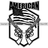 USA Flag Gun Weapon Rights United States America 2nd Amendment Double Pistol American Quote Text Design Element Military Army Art Design Logo Clipart SVG