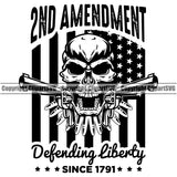 USA Flag Skull Skeleton Gun Weapon Rights United States America 2nd Amendment Defending Liberty Since 1791 Quote Text Design Element American Military Army Art Design Logo Clipart SVG