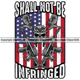 Distressed USA Flag Machine Gun Rifle Eagle Weapon Rights United States America 2nd Amendment American Shall Not Be Infringed Skull Gun Design Element Color Quote Text Military Army Art Design Logo Clipart SVG