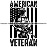 USA Flag Soldier Carrying Machine Gun Weapon Rights United States America Veteran Quote Text Design Element 2nd Amendment American Military Army Art Design Logo Clipart SVG