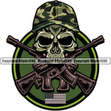 USA Flag Gun Weapon Rights United States America 2nd Amendment American Skull Skeleton Camo Camouflage Helmet Circle Color Design Element Military Army Art Design Logo Clipart SVG