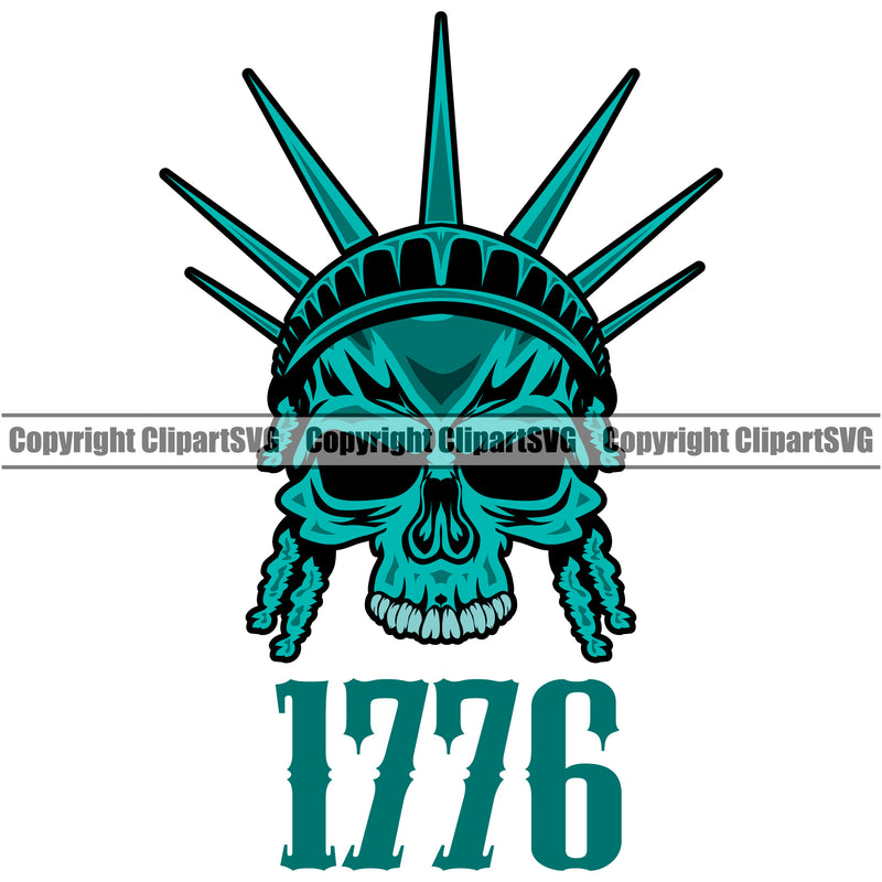 USA Flag Gun Weapon Rights United States America 2nd Amendment American Color Skull Skeleton Liberty 1776 Quote Text Color Design Element Military Army Art Design Logo Clipart SVG