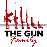 USA Flag Machine Gun Rifle Pistol Weapon Rights United States America 2nd Amendment The Gun Family Red Color White Background Design Element American Military Army Art Design Logo Clipart SVG