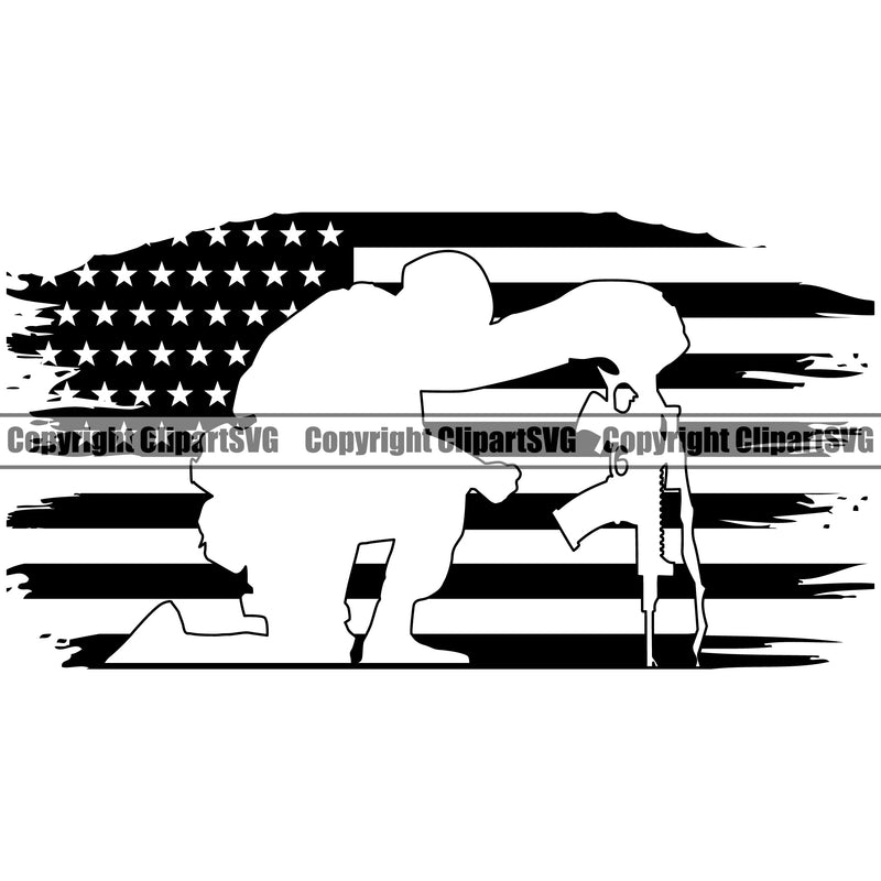 USA Flag Gun Weapon Rights United States America Army With Gun Semiotic Design Element 2nd Amendment American Military Army Art Design Logo Clipart SVG