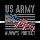 USA Flag Gun Weapon Rights United States Us Army Always Protect Color Quote Text Black Background Design Element America 2nd Amendment American Military Army Art Design Logo Clipart SVG