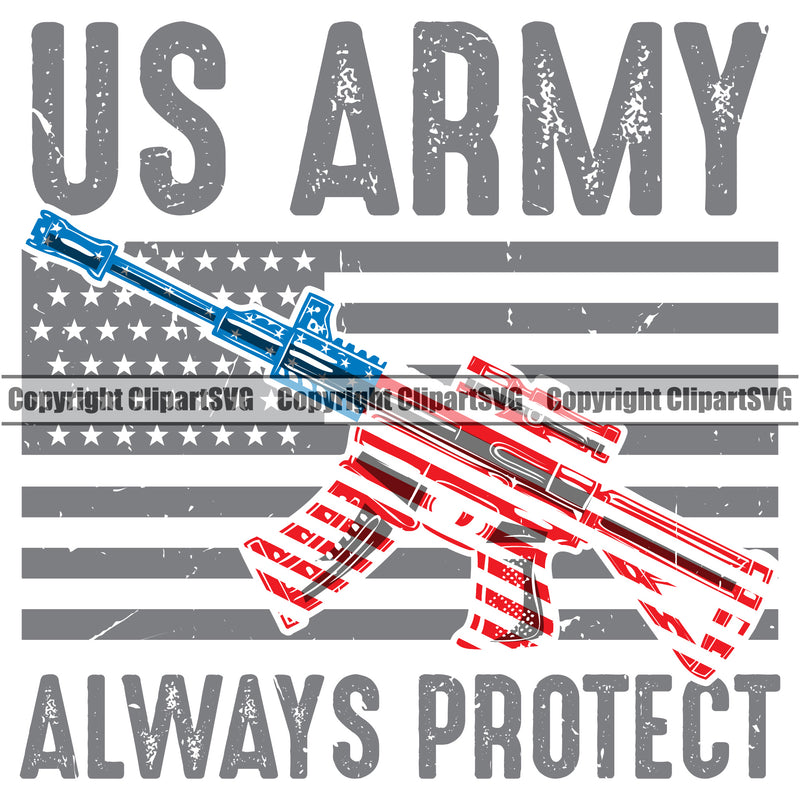 USA Flag Gun Weapon Rights United States America 2nd Amendment American Us Army Always Protect Color Quote Text White Background Design Element Military Army Art Design Logo Clipart SVG