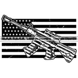 USA Flag Gun Weapon Under Flag Vector Design Element Rights United States America 2nd Amendment American Military Army Art Design Logo Clipart SVG