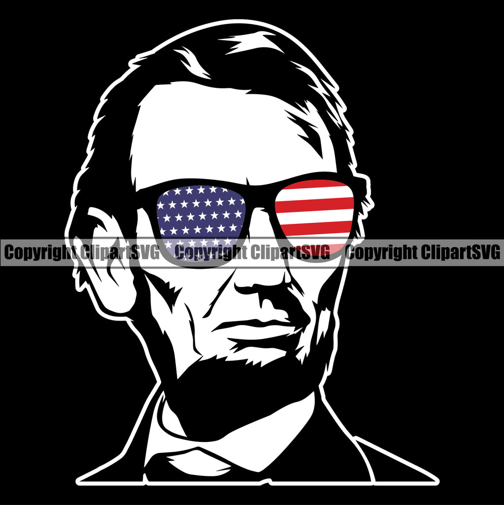 USA Flag Gun Weapon Rights United States America 2nd Amendment American Man Face Wearing Sunglasses Black Background Design Element Military Army Art Design Logo Clipart SVG