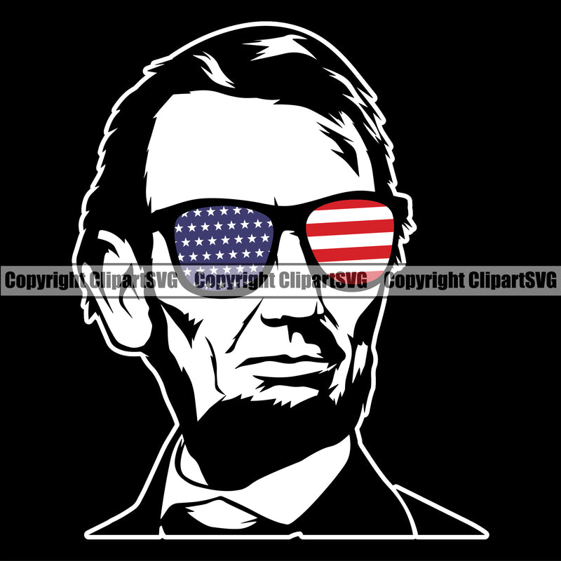 USA Flag Gun Weapon Rights United States America 2nd Amendment American Man Face Wearing Sunglasses Black Background Design Element Military Army Art Design Logo Clipart SVG