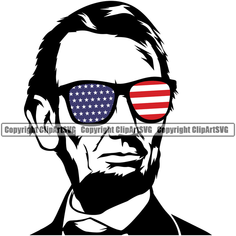 USA Flag Gun Weapon Rights United States America 2nd Amendment American Man Face Wearing Sunglasses White Background Design Element Military Army Art Design Logo Clipart SVG