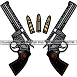 USA Flag Gun Weapon Rights United States America 2nd Amendment Double Pistol Color Body With Bullet Design Element American Military Army Art Design Logo Clipart SVG