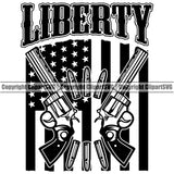 USA Flag Gun Weapon Rights United States Double Pistol Under Flag Design Element Liberty Quote Text America 2nd Amendment American Military Army Art Design Logo Clipart SVG