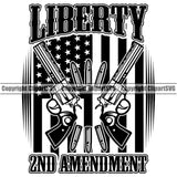 USA Flag Gun Weapon Rights United States America Double Pistol Under Flag Liberty 2nd Amendment Quote Text Design Element American Military Army Art Design Logo Clipart SVG