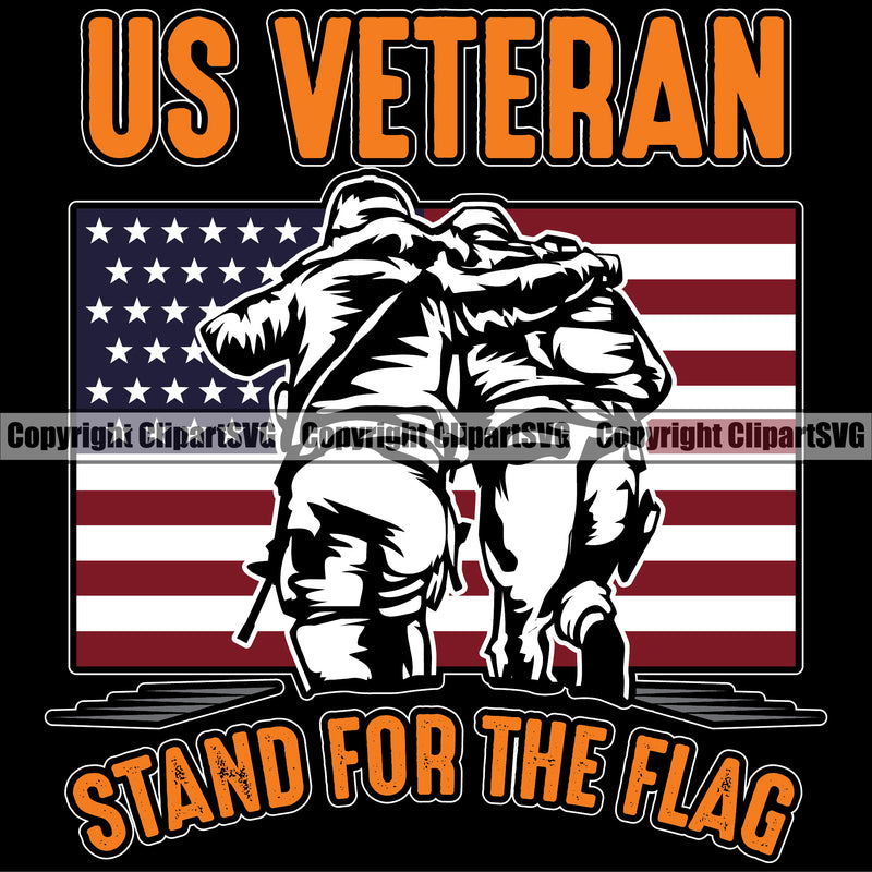 USA Flag Soldier Carrying Another Soldier Gun Weapon Rights United States America 2nd Amendment American Military Army Us Veteran Stand For The Flag Color Quote text Design Element Black Background Art Design Logo Clipart SVG