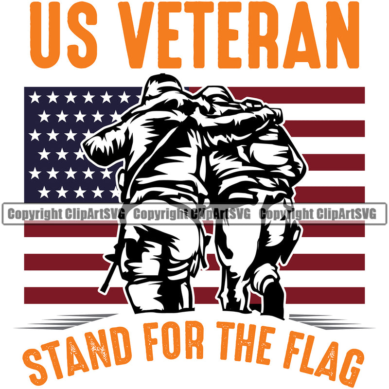 USA Flag Soldier Carrying Another Soldier Gun Weapon Rights United States America 2nd Amendment American Us Veteran Stand For The Flag Color Quote Text Design Element White Background Military Army Art Design Logo Clipart SVG