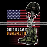Distressed USA Flag Fallen Soldier Machine Gun Rifle Boots Helmet Weapon Rights United States America 2nd Amendment Black Color Design Element American Military Army Art Design Logo Clipart SVG