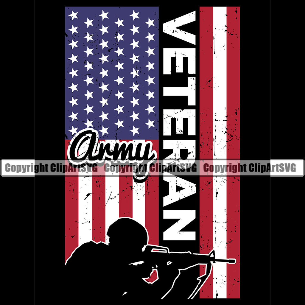 Distressed USA Flag Soldier Shooting Machine Gun Rifle Silhouette Weapon Rights United States Veteran Color Quote Text Black Background Design Element America 2nd Amendment American Military Army Art Design Logo Clipart SVG