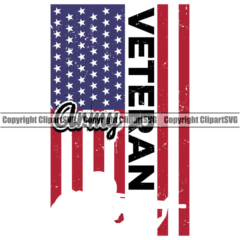 Distressed USA Flag Soldier Shooting Machine Gun Rifle Silhouette Weapon Rights United States America 2nd Amendment American Veteran Color Quote Black White Background Design Element Color Military Army Art Design Logo Clipart SVG