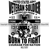 USA Flag Gun Weapon Rights United States America 2nd Amendment American Veteran Soldier American Pride Born To Fight Courage For Nation Strong Pride Quote Text Design Element Military Army Art Design Logo Clipart SVG