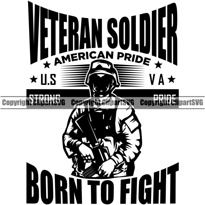 USA Flag Gun Weapon Rights United States America 2nd Amendment American Veteran Soldier American Pride Born To Fight Quote Text Design Element Military Army Art Design Logo Clipart SVG