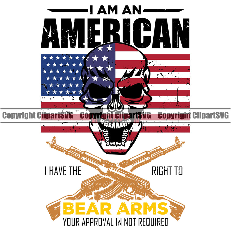 USA Flag Gun Weapon Rights United States America 2nd Amendment I Am An American I Have The Right To Bears Arms Design Element Military Army Art Design Logo Clipart SVG
