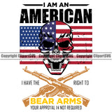 USA Flag Gun Weapon Rights United States America 2nd Amendment I Am An American I Have The Right To Bears Arms Design Element Military Army Art Design Logo Clipart SVG