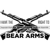 USA Flag Gun Weapon Rights United States America 2nd I Have The Right To Bear Arms Black Quote Text Design Element Amendment American Military Army Art Design Logo Clipart SVG