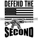 USA Flag Machine Gun Rifle Weapon Rights United States America 2nd Amendment Defend The Second Design Element Quote Text American Military Army Art Design Logo Clipart SVG