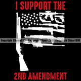 USA Flag Machine Gun Rifle Weapon Rights United States America I Support The 2nd Amendment Red Color Quote Text Black Background Design Element American Military Army Art Design Logo Clipart SVG