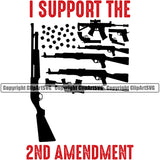 USA Flag Machine Gun Rifle Weapon Rights United States America I Support The 2nd Amendment Red Color Quote Text White Background Design Element American Military Army Art Design Logo Clipart SVG
