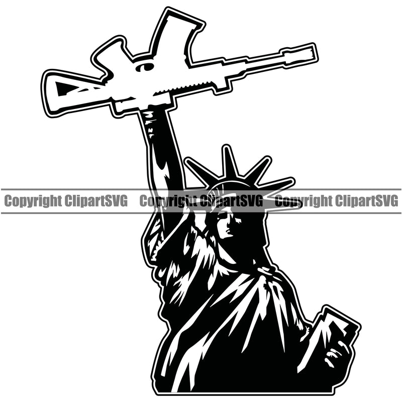 USA Flag Gun Weapon Rights United States America 2nd Amendment American Statue Of Liberty Color Design Element Military Army Art Design Logo Clipart SVG