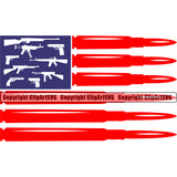 Distressed USA Flag Machine Gun Stars Rifle Bullet Ammo Ammunition Stripes Weapon Rights United States America 2nd Amendment Blue Red Color Flag Design Element American Military Army Art Design Logo Clipart SVG