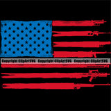 Distressed USA Flag Machine Gun Rifle Stripes Weapon Rights United Gun Flag Design Red And Blue Color Black Background Design Element States America 2nd Amendment American Military Army Art Design Logo Clipart SVG