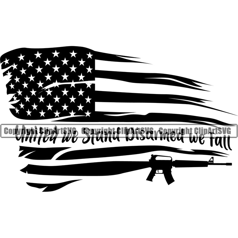 Distressed USA Flag Machine Gun Rifle Stripes Weapon Rights United States America 2nd Amendment American Flag Quote Text Black Color Design Element Military Army Art Design Logo Clipart SVG